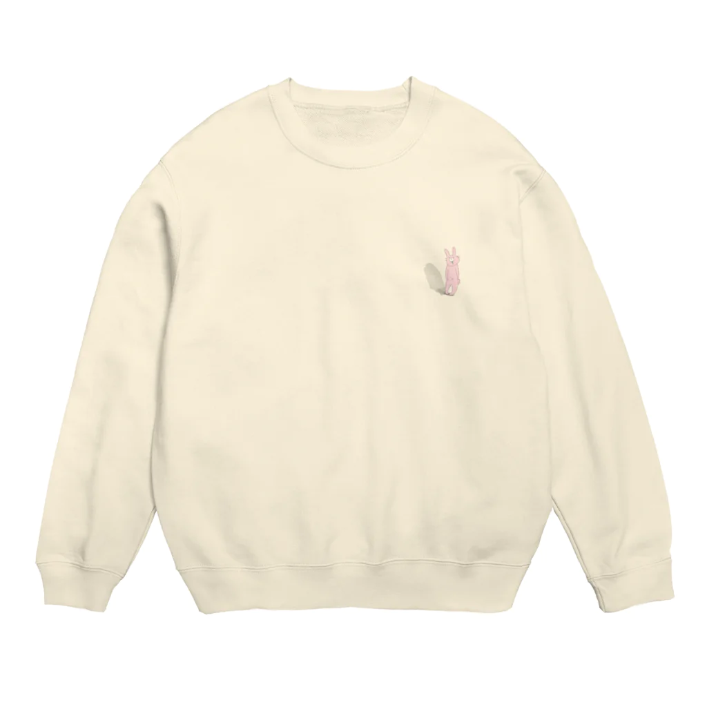 ヒゲ眉毛のよだれうさぎ Crew Neck Sweatshirt