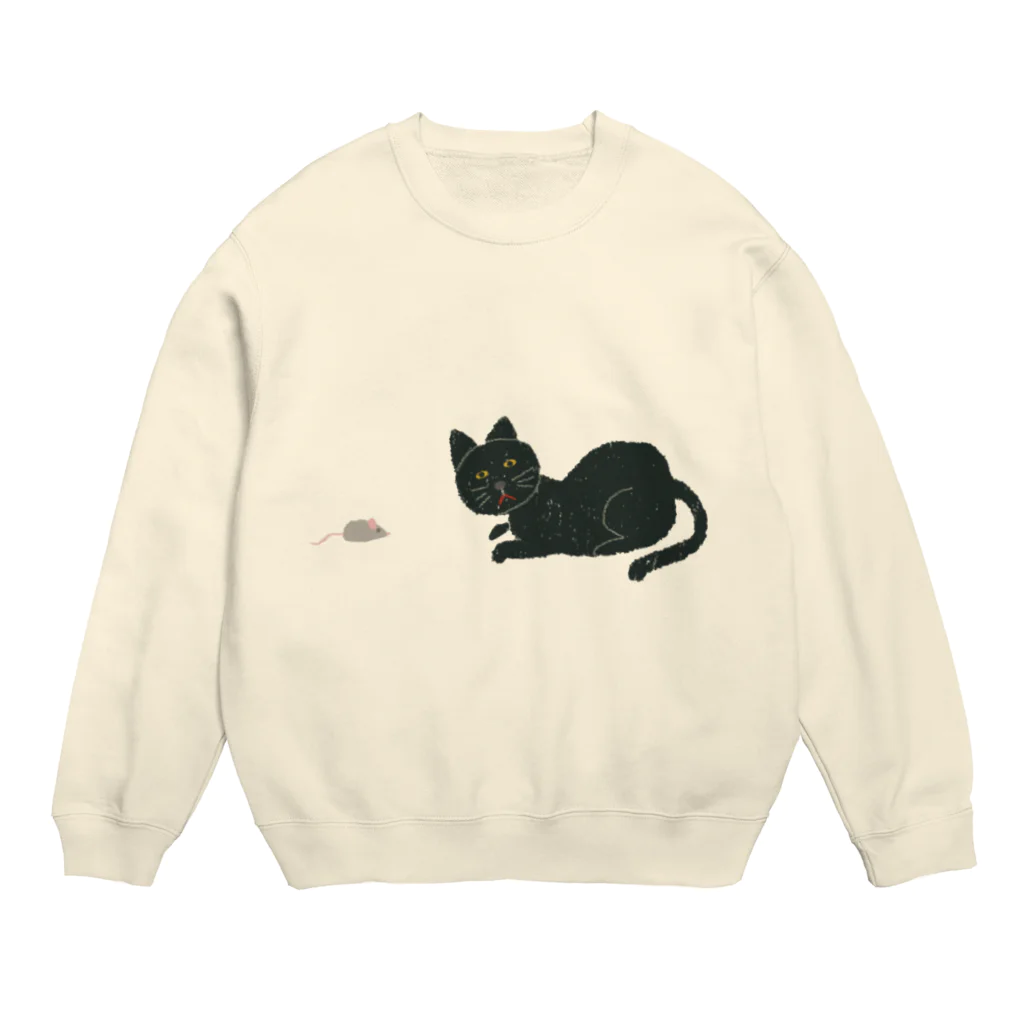 キッチン くろねこの狙ってる Crew Neck Sweatshirt