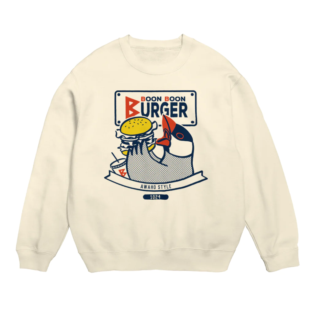 もしもしこちら文鳥のBOON BOON BURGER Crew Neck Sweatshirt