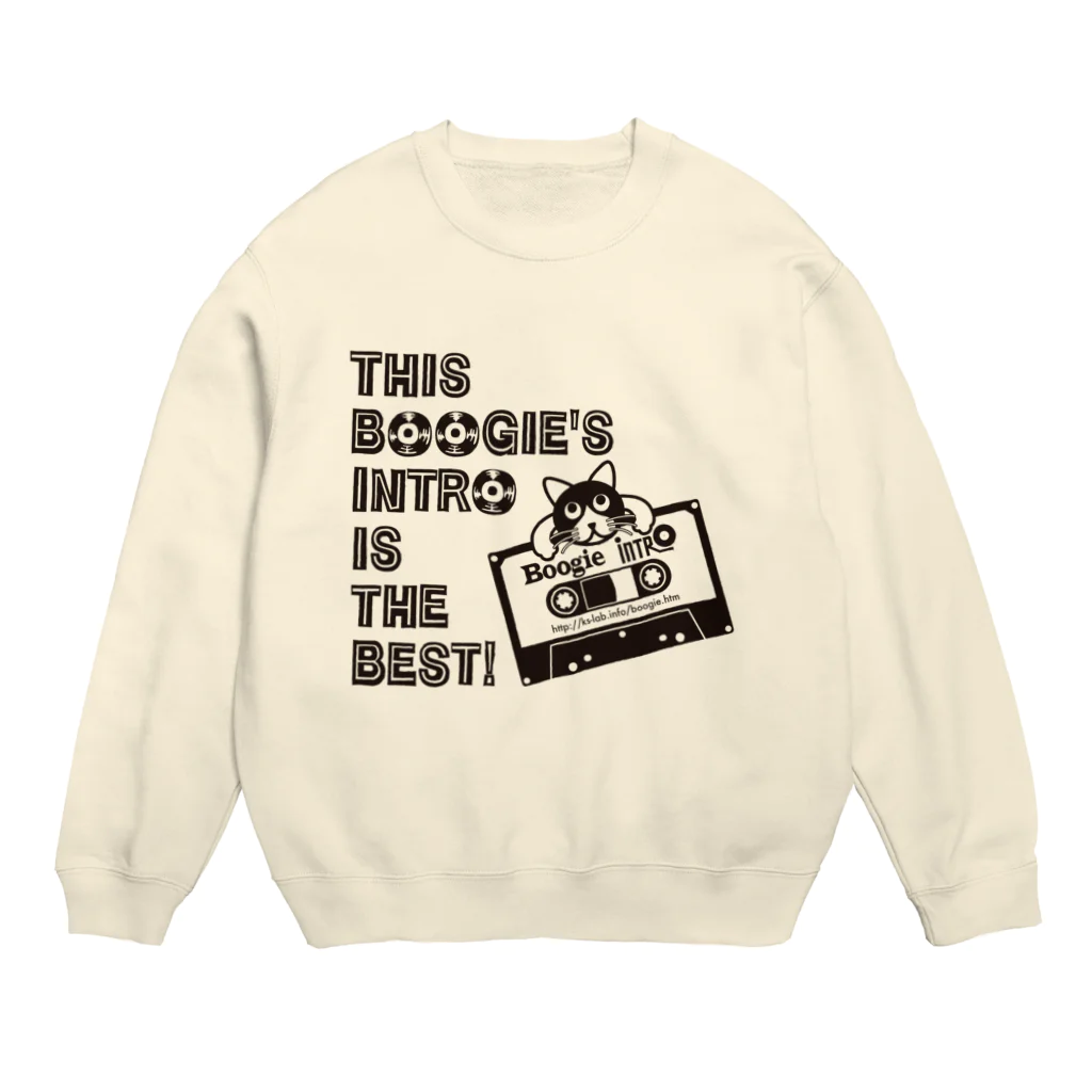 音楽酒場 ブギの猫とカセット黒プリ Crew Neck Sweatshirt