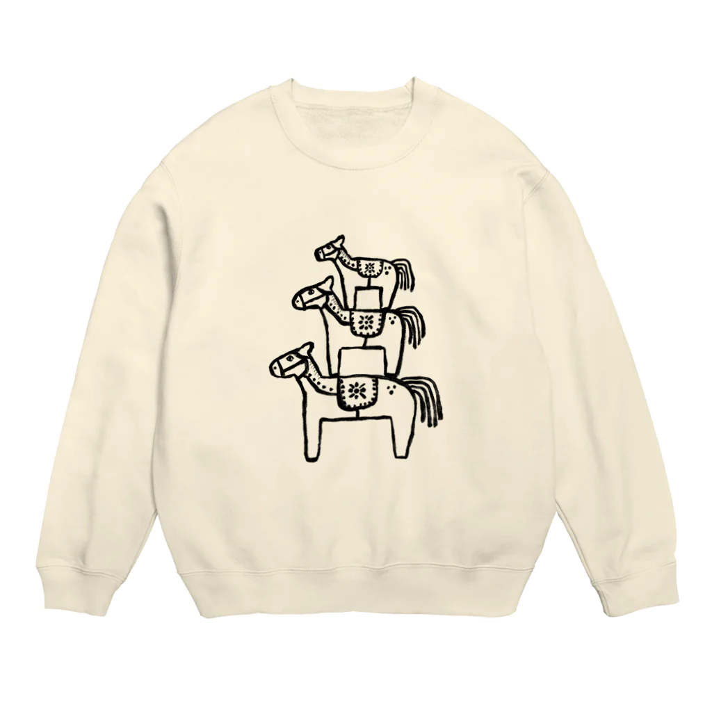 ウラベメグミの木彫りの馬 Crew Neck Sweatshirt