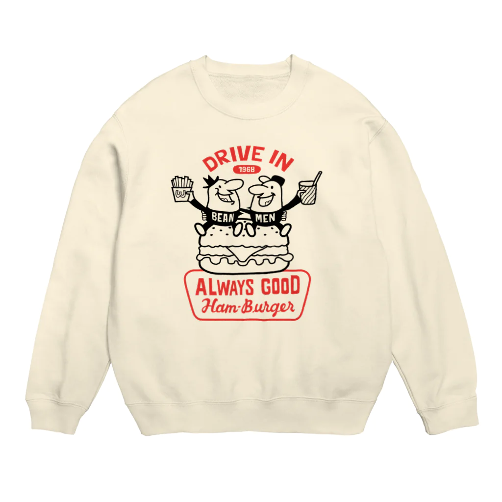 Design For Everydayのビーンズマンとハンバーガー Crew Neck Sweatshirt