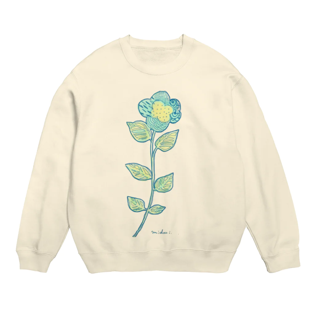  midoriのblueflower Crew Neck Sweatshirt