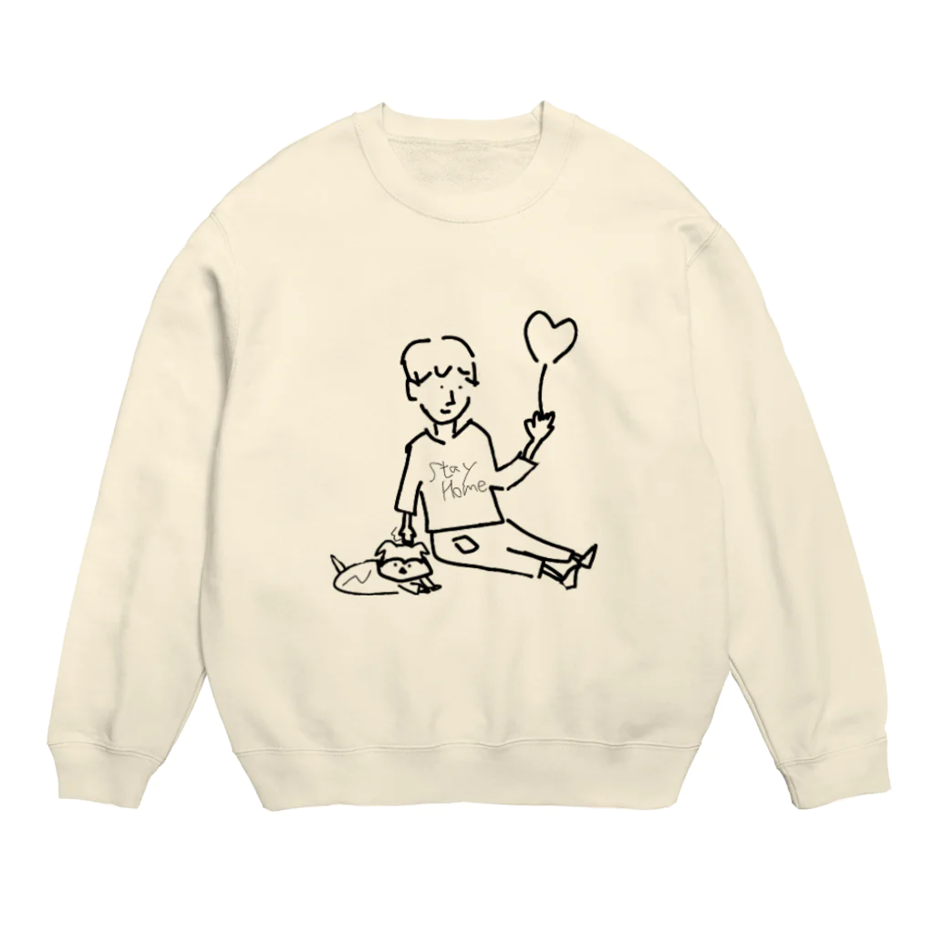 ゆるゆる、こぴた制作所の犬と子供【Stay Home】 Crew Neck Sweatshirt