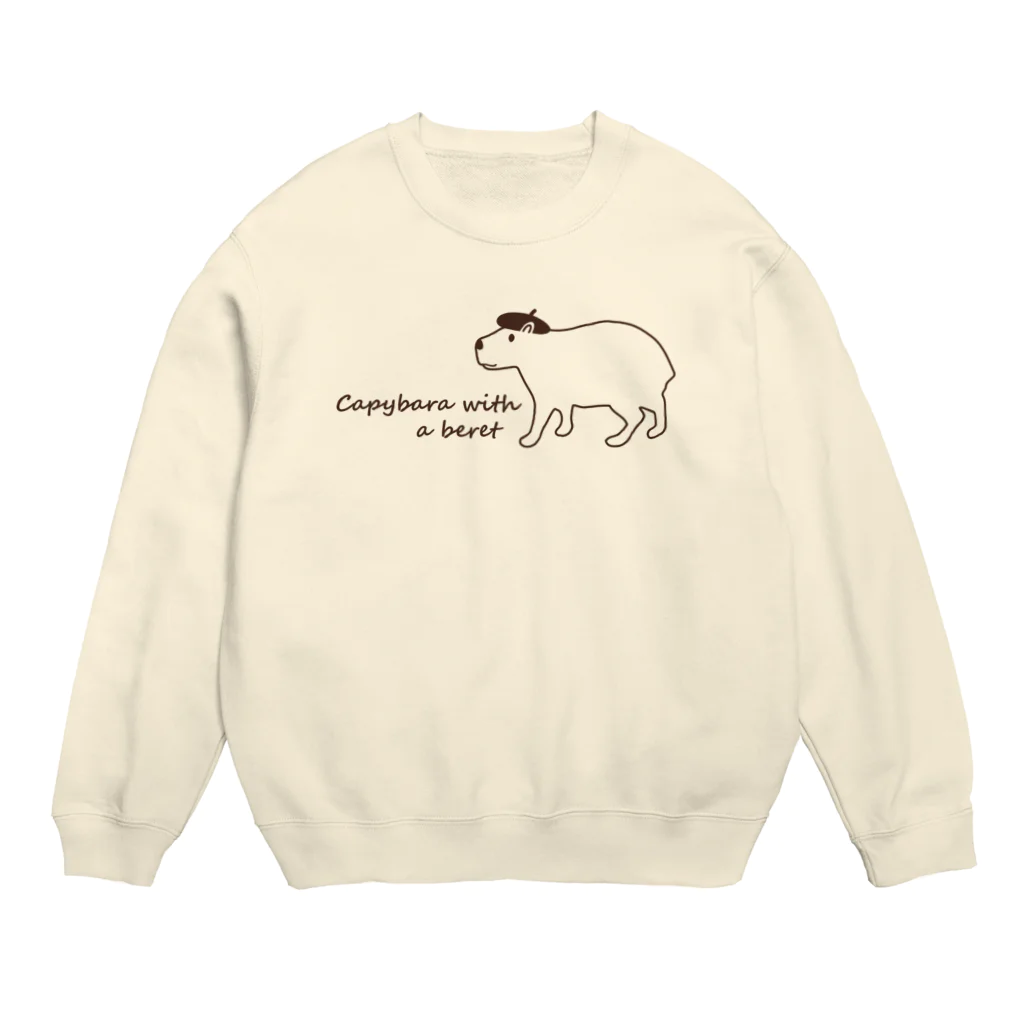 キッズモード某のカピバラとベレー帽 Crew Neck Sweatshirt