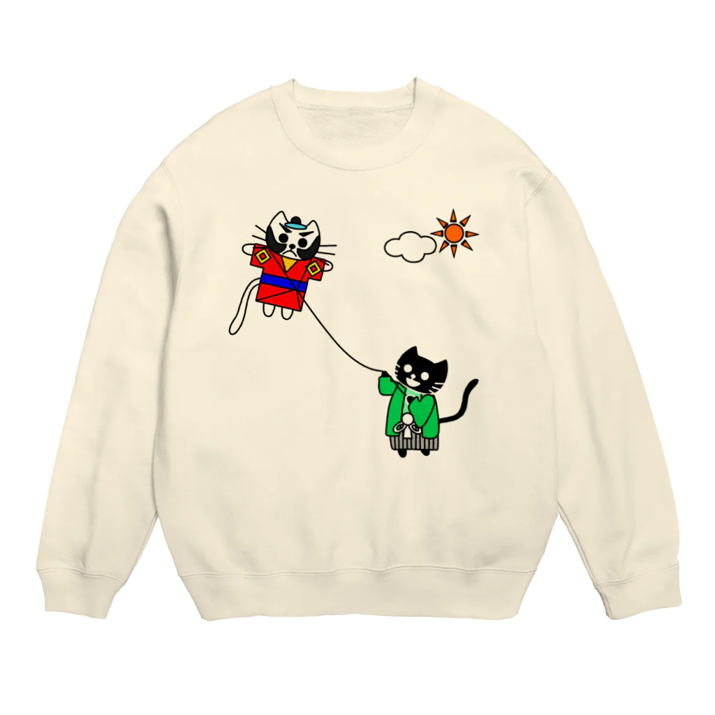 J's Mart 2ndのたまとクロの凧揚げ Crew Neck Sweatshirt