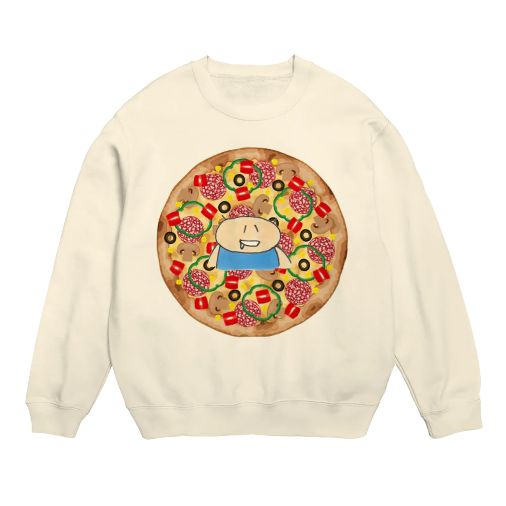 ☆あゆ ころ たろの☆ ハッピーライフのピザぜつぼうや Crew Neck Sweatshirt