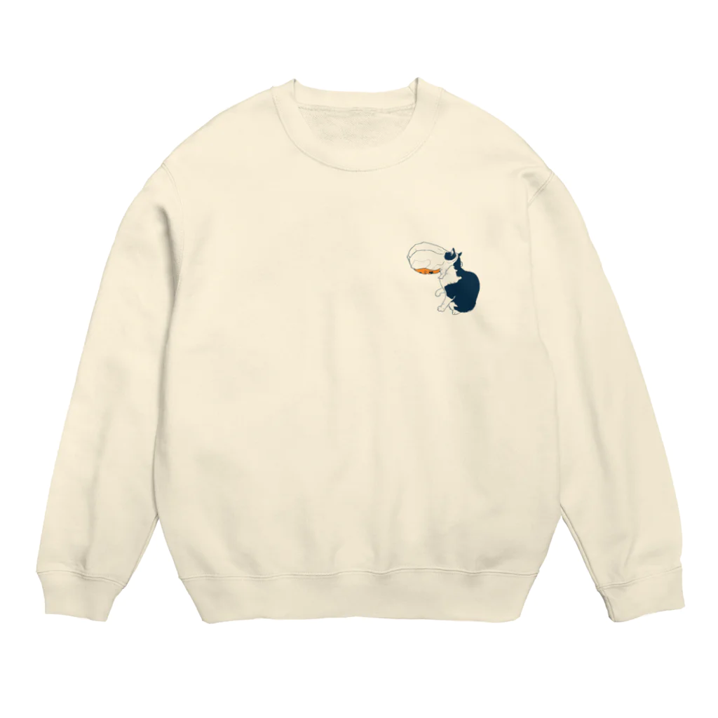 はるさめ商店の袋が取れない猫 Crew Neck Sweatshirt