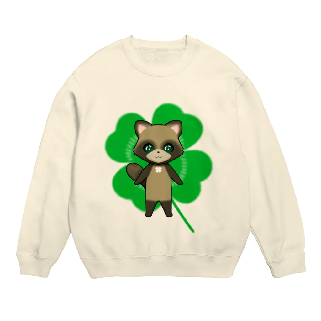 猫の隠れ家の四つ葉印の化け狸ちゃん Crew Neck Sweatshirt