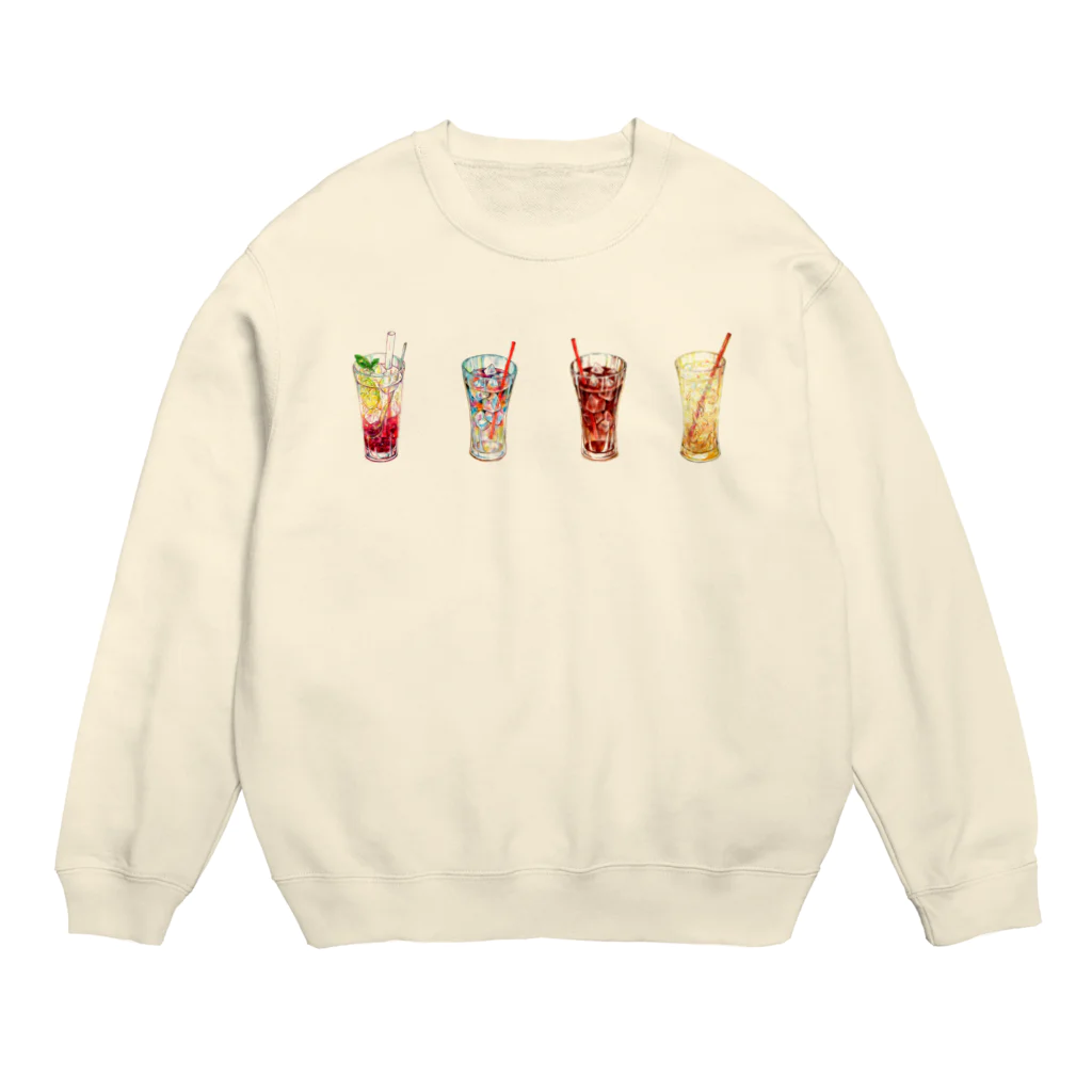 志瓜のSUZURIの4杯のグラスドリンク Crew Neck Sweatshirt