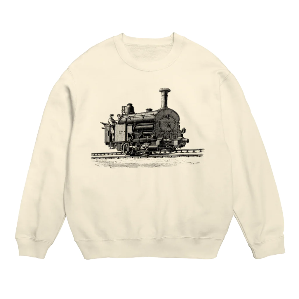 古書　天牛書店の汽車＜アンティーク・プリント＞ Crew Neck Sweatshirt