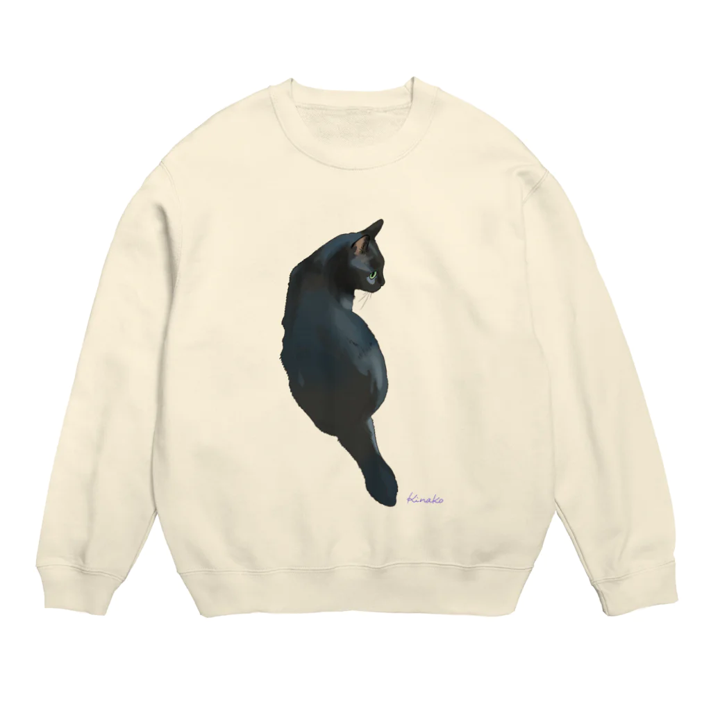 kinako-japanの黒猫の小春ちゃん Crew Neck Sweatshirt