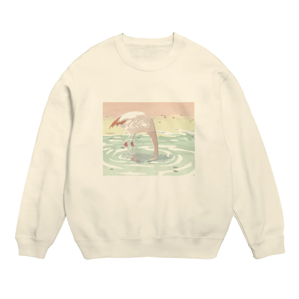 綿貫（コットン100）の入水フラミンゴ Crew Neck Sweatshirt