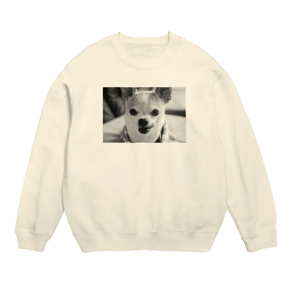 akane_art（茜音工房）のモノクロチワワ（ぺろんちょ） Crew Neck Sweatshirt