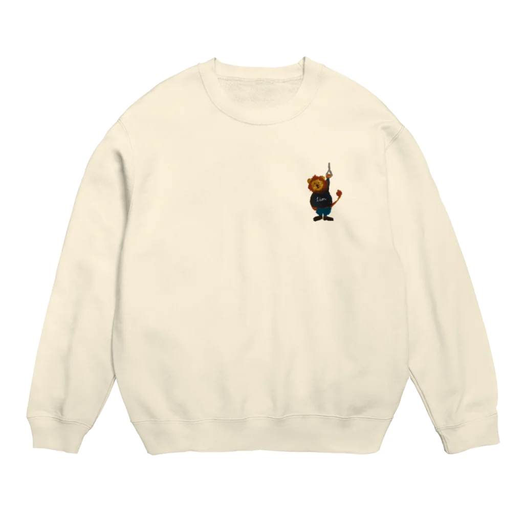 papiko くまさんのnew つり革 ライオン Crew Neck Sweatshirt