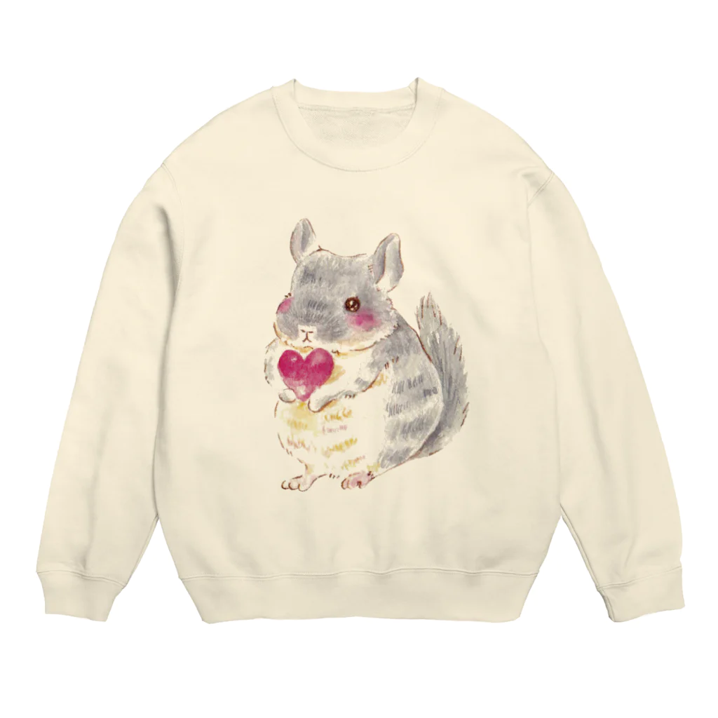 しず華＊(カラー･リボンボン)のきゅんきゅんチンチラ Crew Neck Sweatshirt