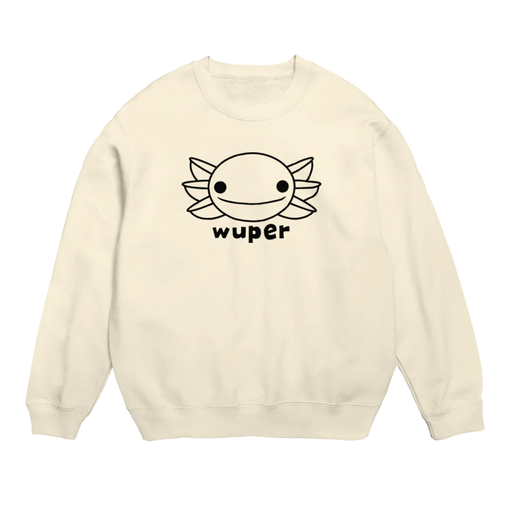 冷蔵庫からウーパールーパーのwuper線画 Crew Neck Sweatshirt