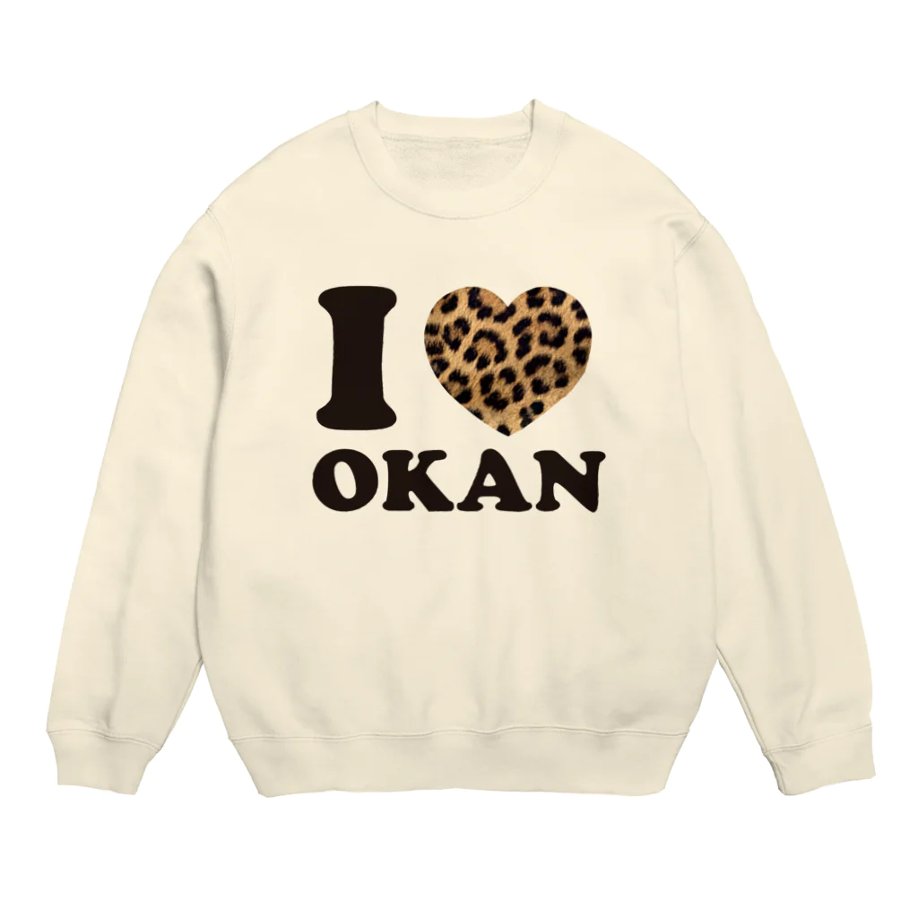 キッズモード某のI love okanヒョウ柄 Crew Neck Sweatshirt