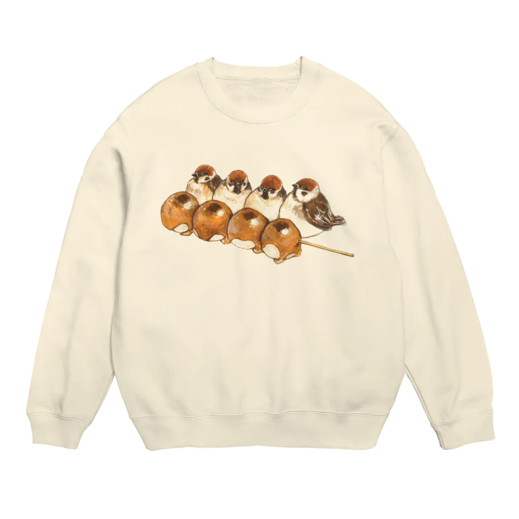 Ralriruのスズメとみたらし団子（いきもの×たべものシリーズ） Crew Neck Sweatshirt