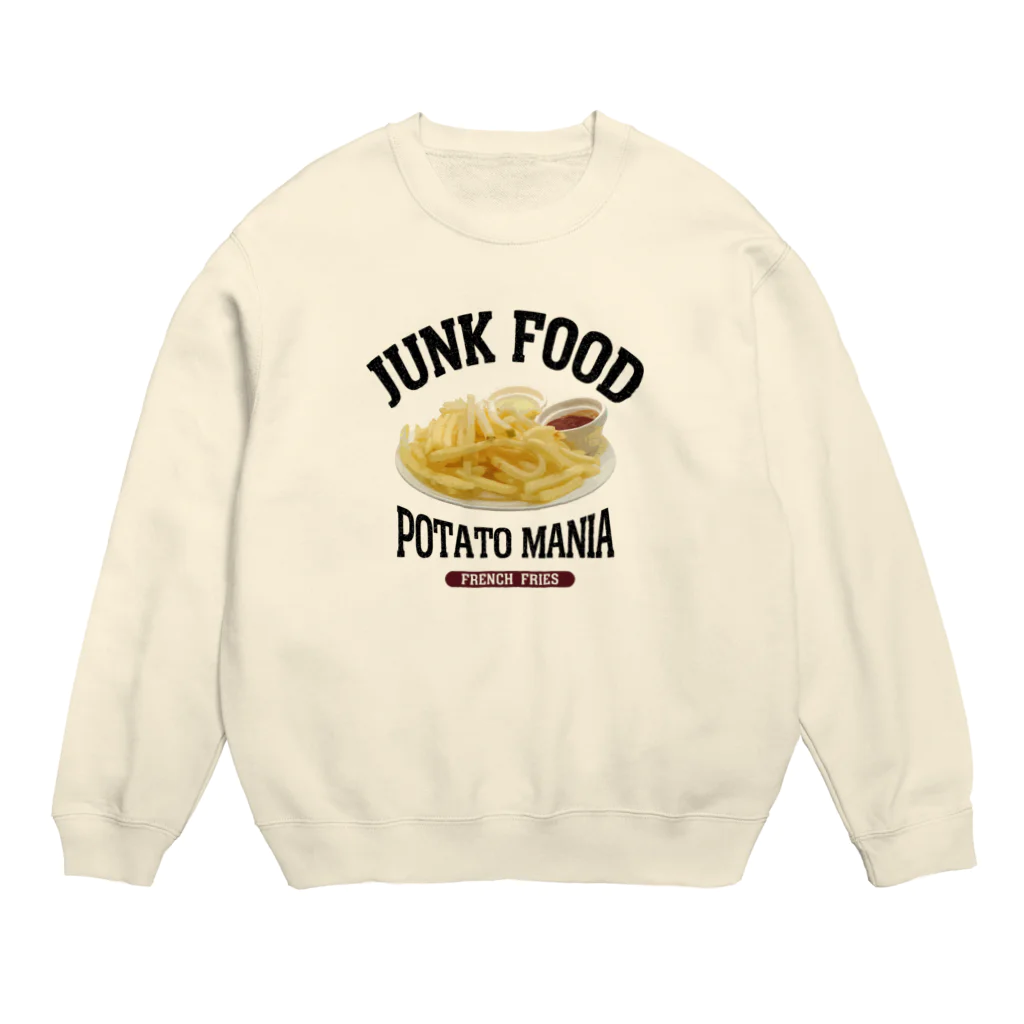 メシテロタイプ（飯テロTシャツブランド）の細細フライドポテト（ビンテージ風） Crew Neck Sweatshirt