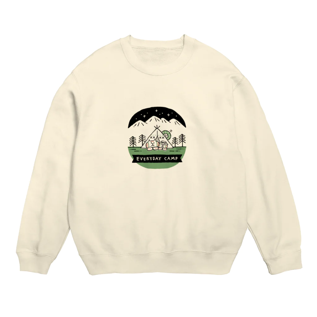 ごろごろにゃんすけのお山でキャンプ(夜) Crew Neck Sweatshirt