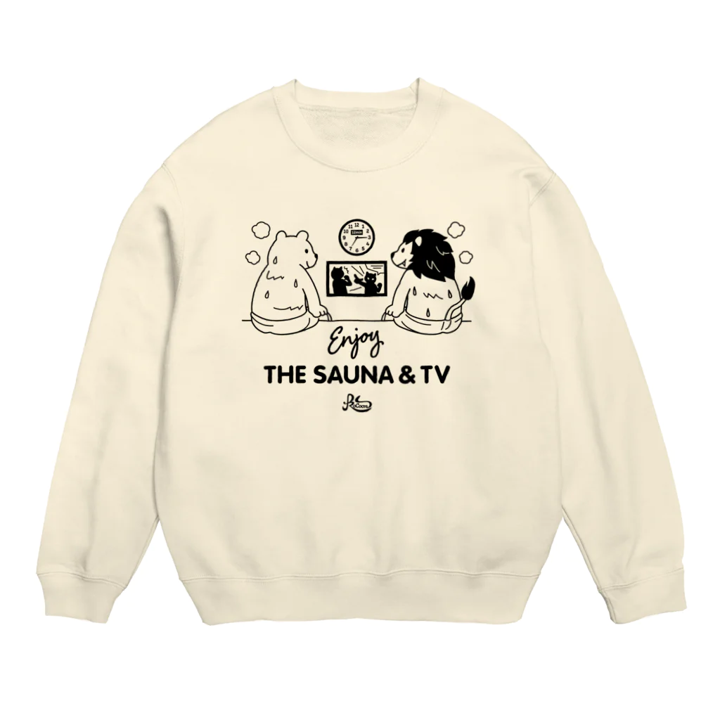 kocoon（コクーン）のサウナでテレビを見るライオンとクマ Crew Neck Sweatshirt