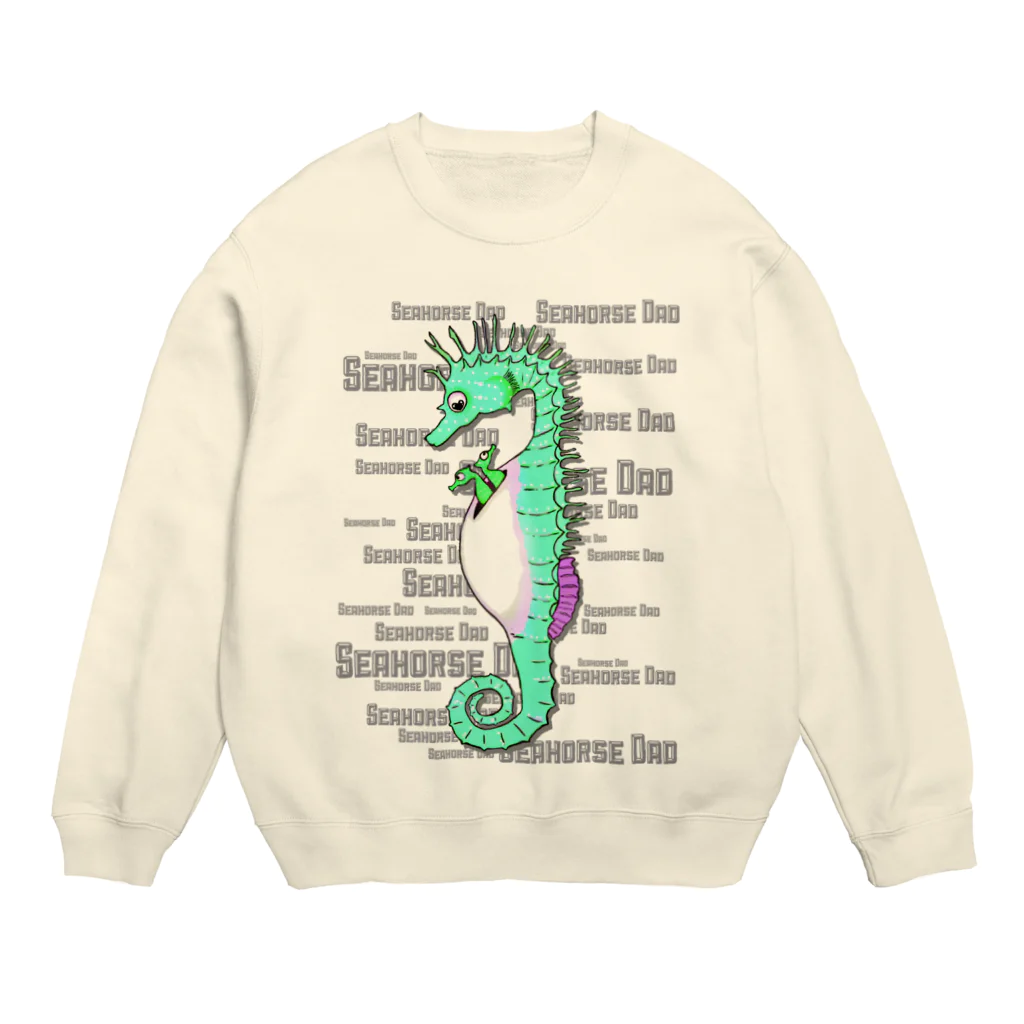 LalaHangeulのSeahorse Dad グリーン Crew Neck Sweatshirt