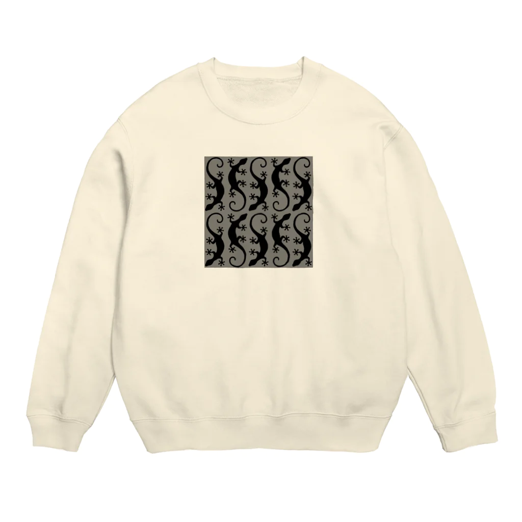 ツバメ堂の黒トカゲがいっぱい Crew Neck Sweatshirt