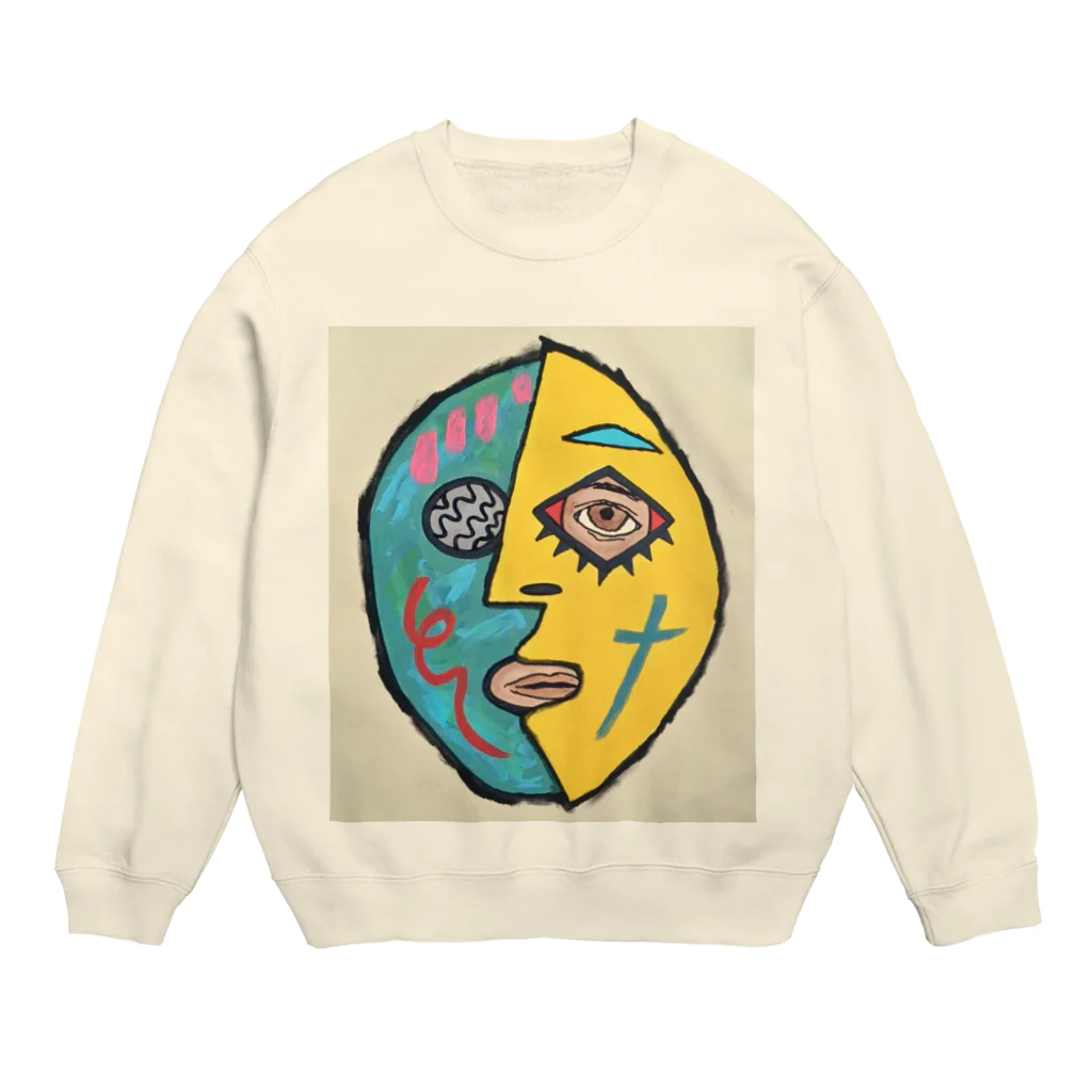 ▲i◎(aimal)のピカソマスクマン Crew Neck Sweatshirt