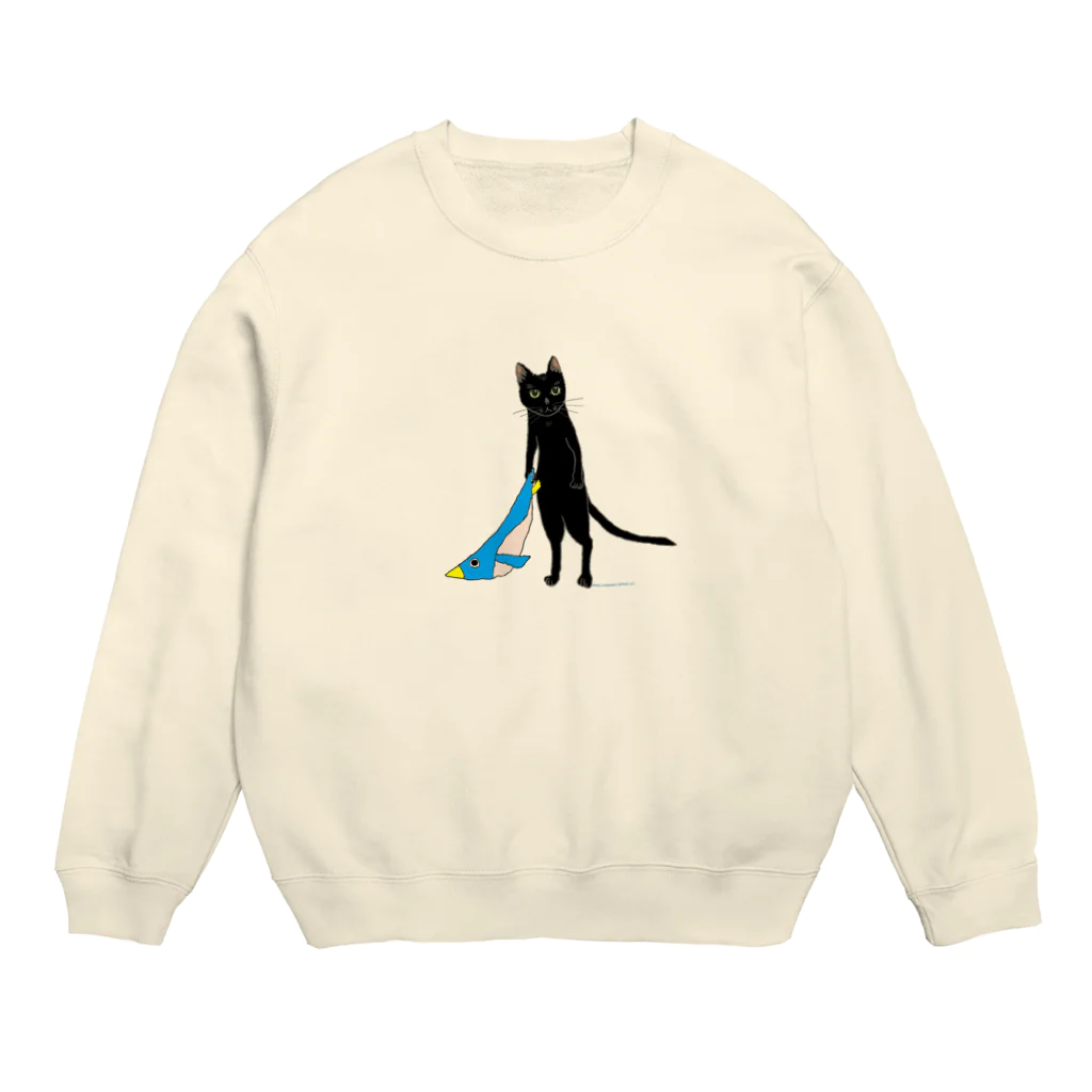 イケニャン黒猫オレオくんのぺんぎんは友達猫 Crew Neck Sweatshirt