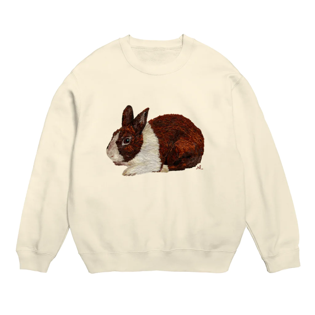 rabbit loverのフワフワうさぎ（茶色） Crew Neck Sweatshirt