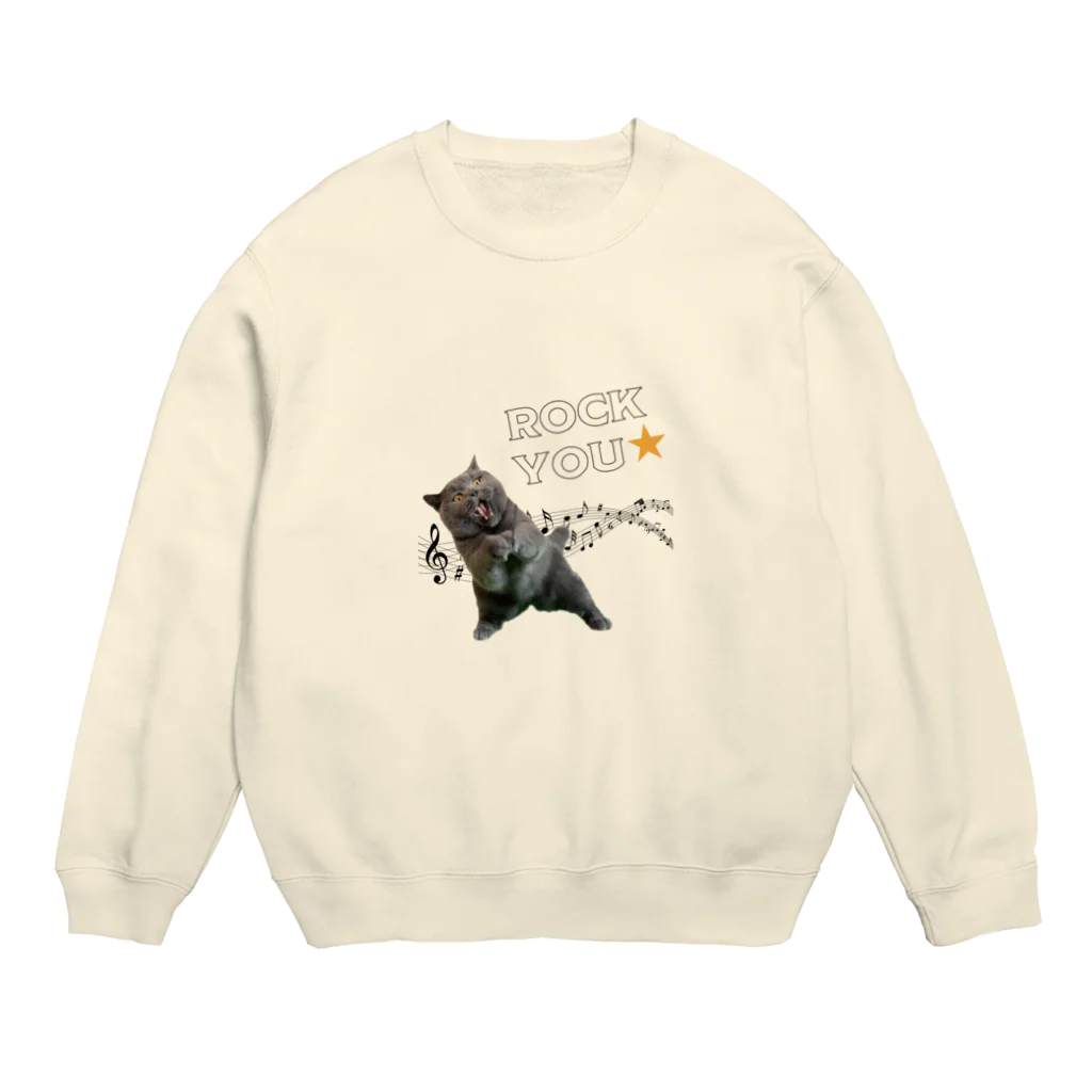 猫カフェにあにゃあグッズショップのひとり猫カフェにあにゃあつくしちゃんロック風 Crew Neck Sweatshirt