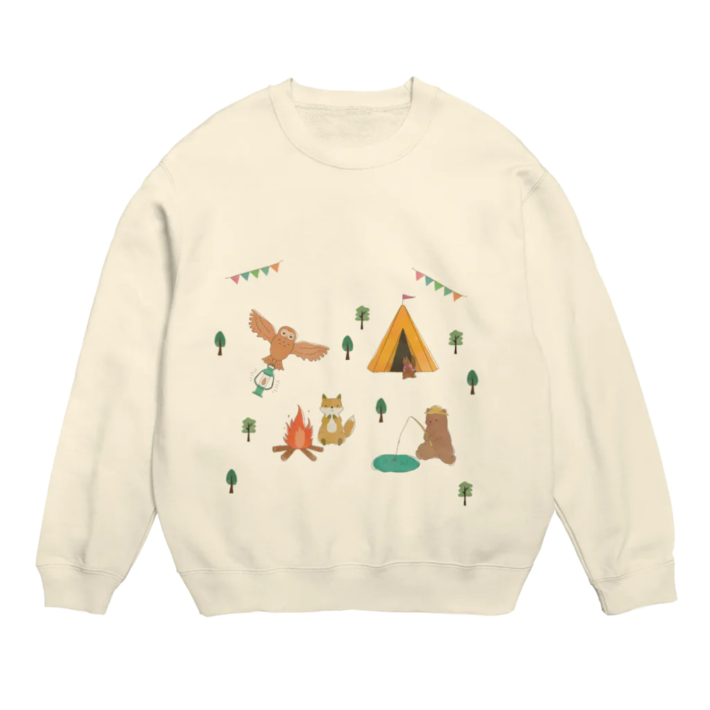 SOMALY【SUZURI店】の動物キャンプ Crew Neck Sweatshirt