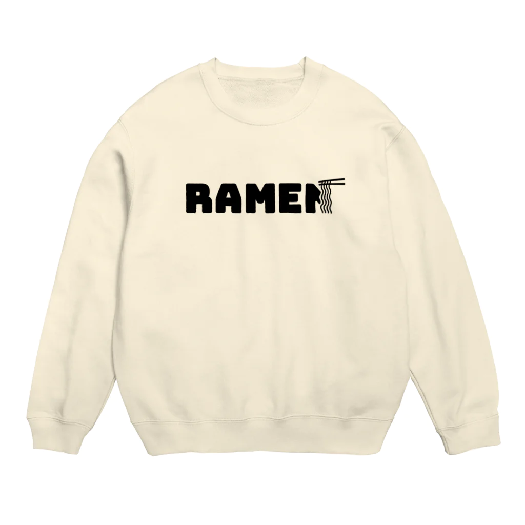 つくしのお店のラーメン愛好家（黒色ロゴ） Crew Neck Sweatshirt