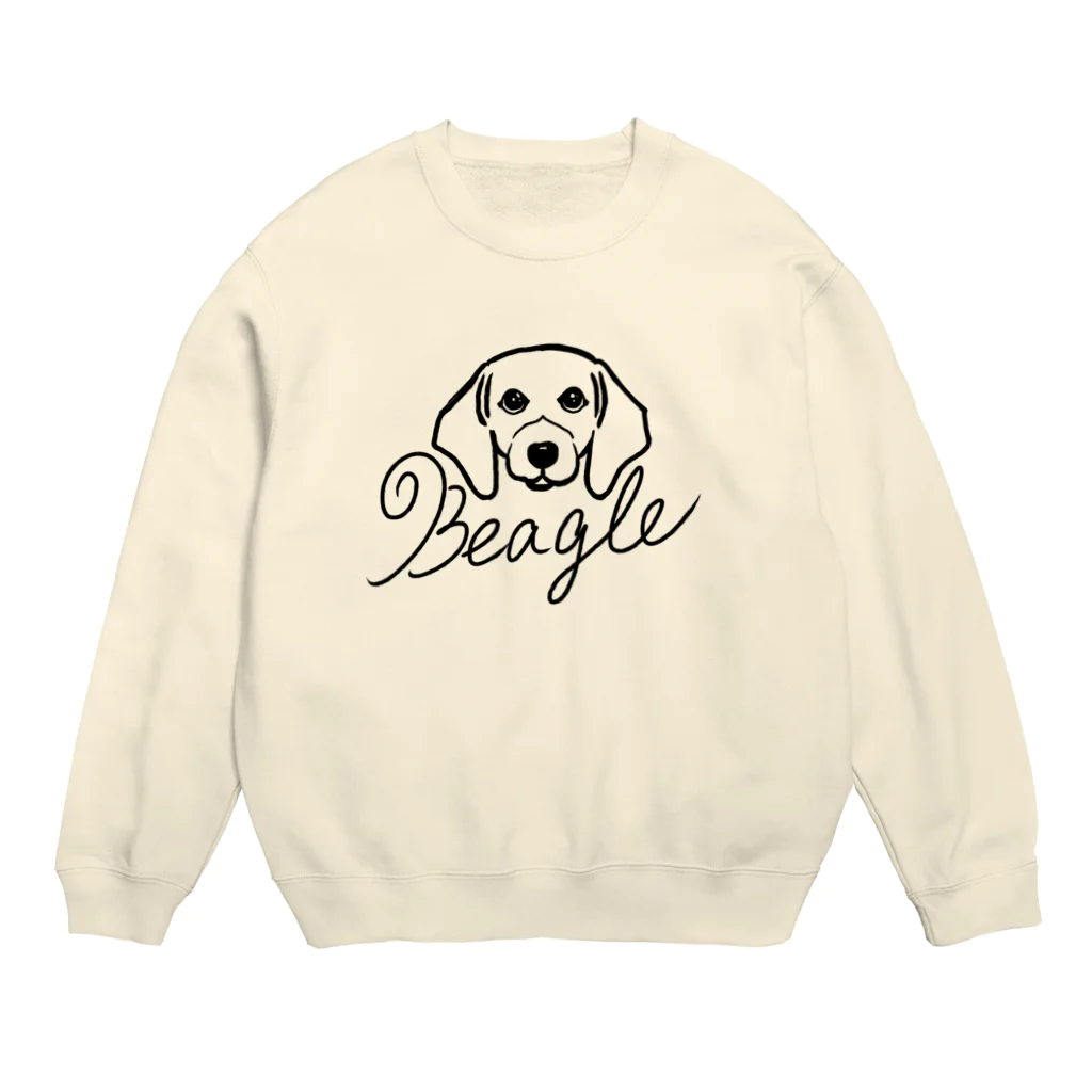 イラストカフェ（ビーグル）のビーグルf_口周り白 Crew Neck Sweatshirt