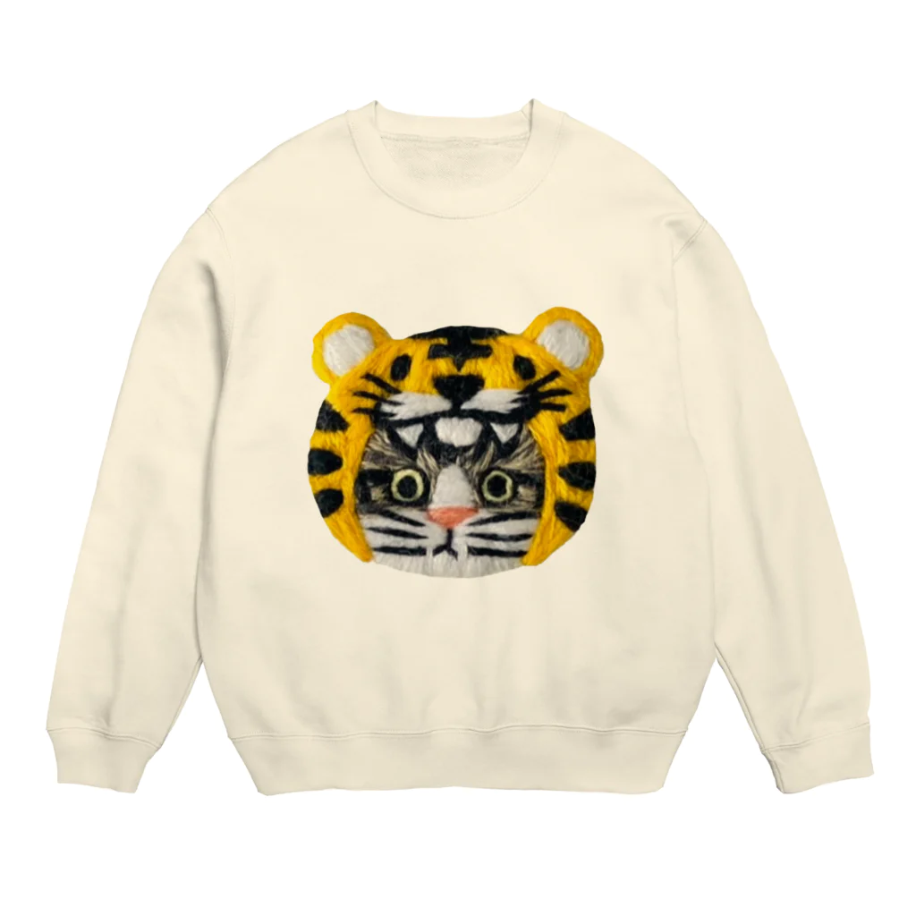 CHOPPIRI.のかぶる猫[虎ver.](キジ白猫) Crew Neck Sweatshirt