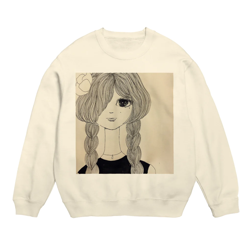 Rena Tsukiji - illustration goodsのみつあみガール Crew Neck Sweatshirt