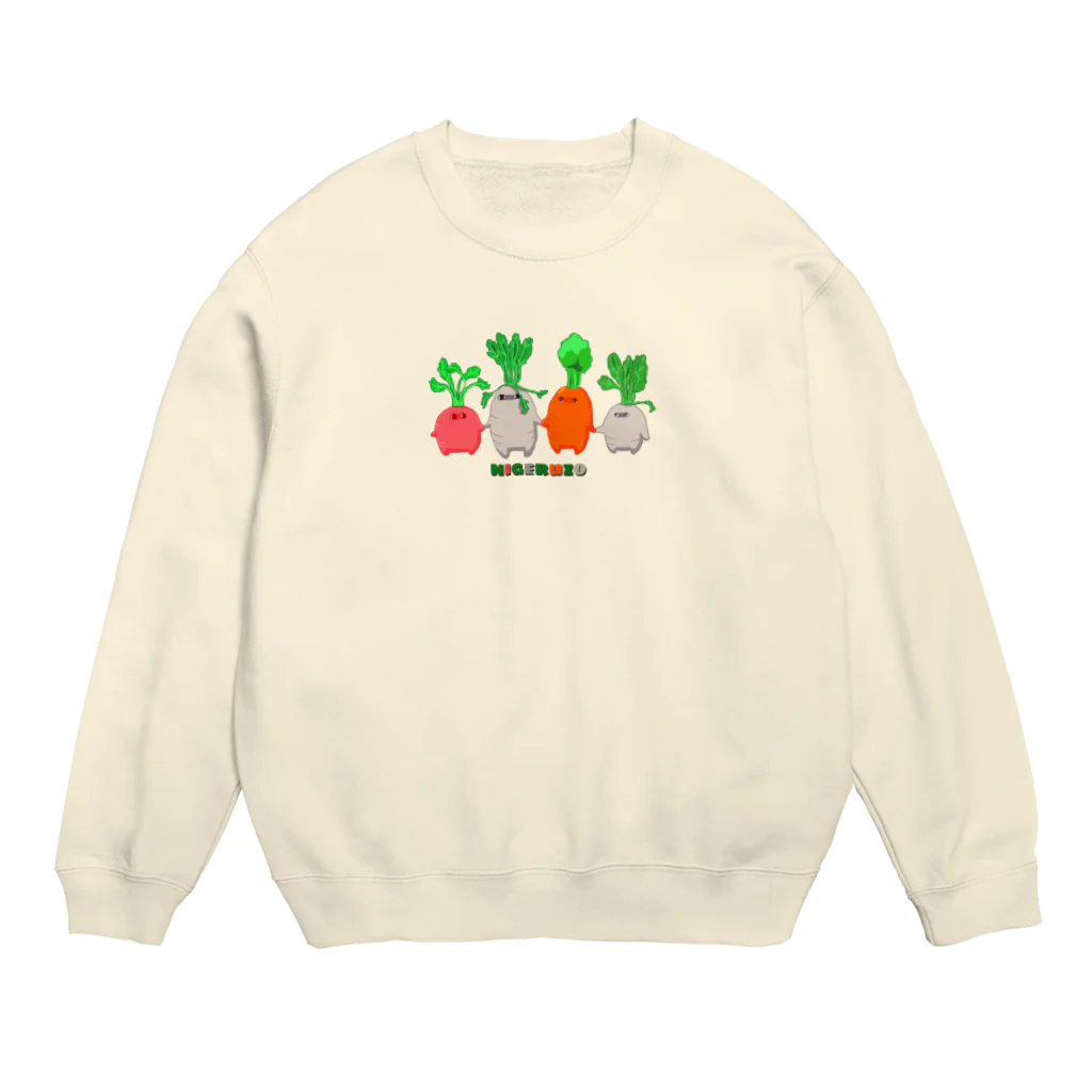 翠色の眼鏡の逃げるぞ根菜ズ Crew Neck Sweatshirt