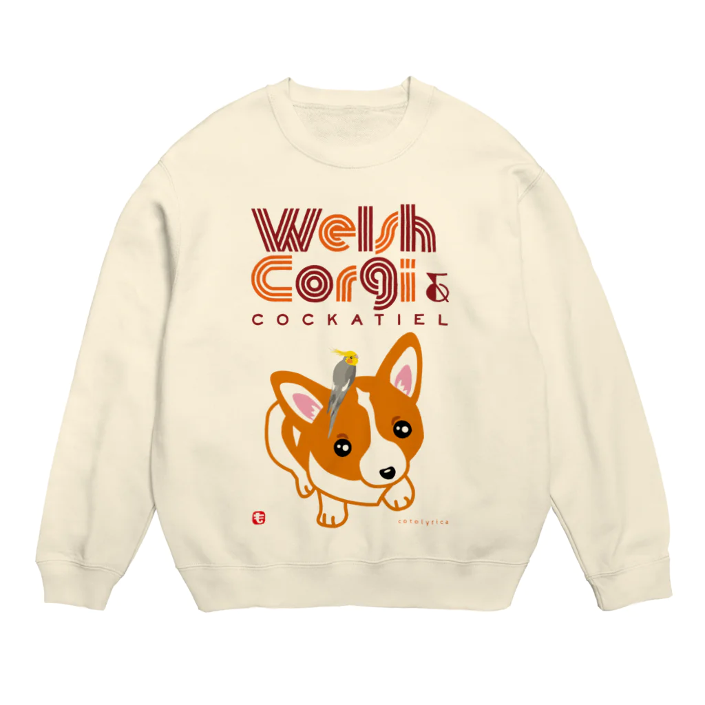 LittleLoroのコーギーの頭にオカメインコちゃん Crew Neck Sweatshirt