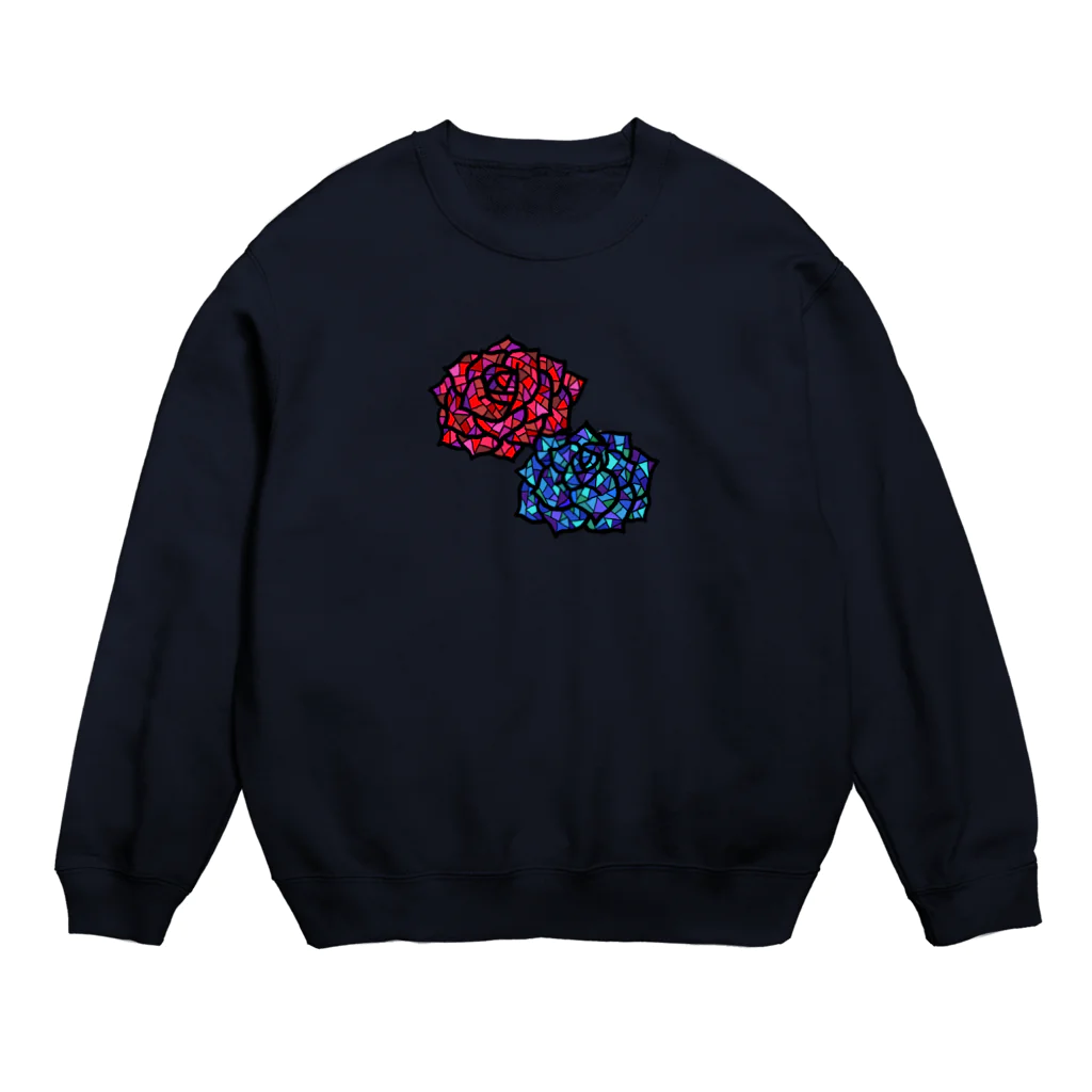 にじのかけらの赤いバラ青い薔薇 Crew Neck Sweatshirt