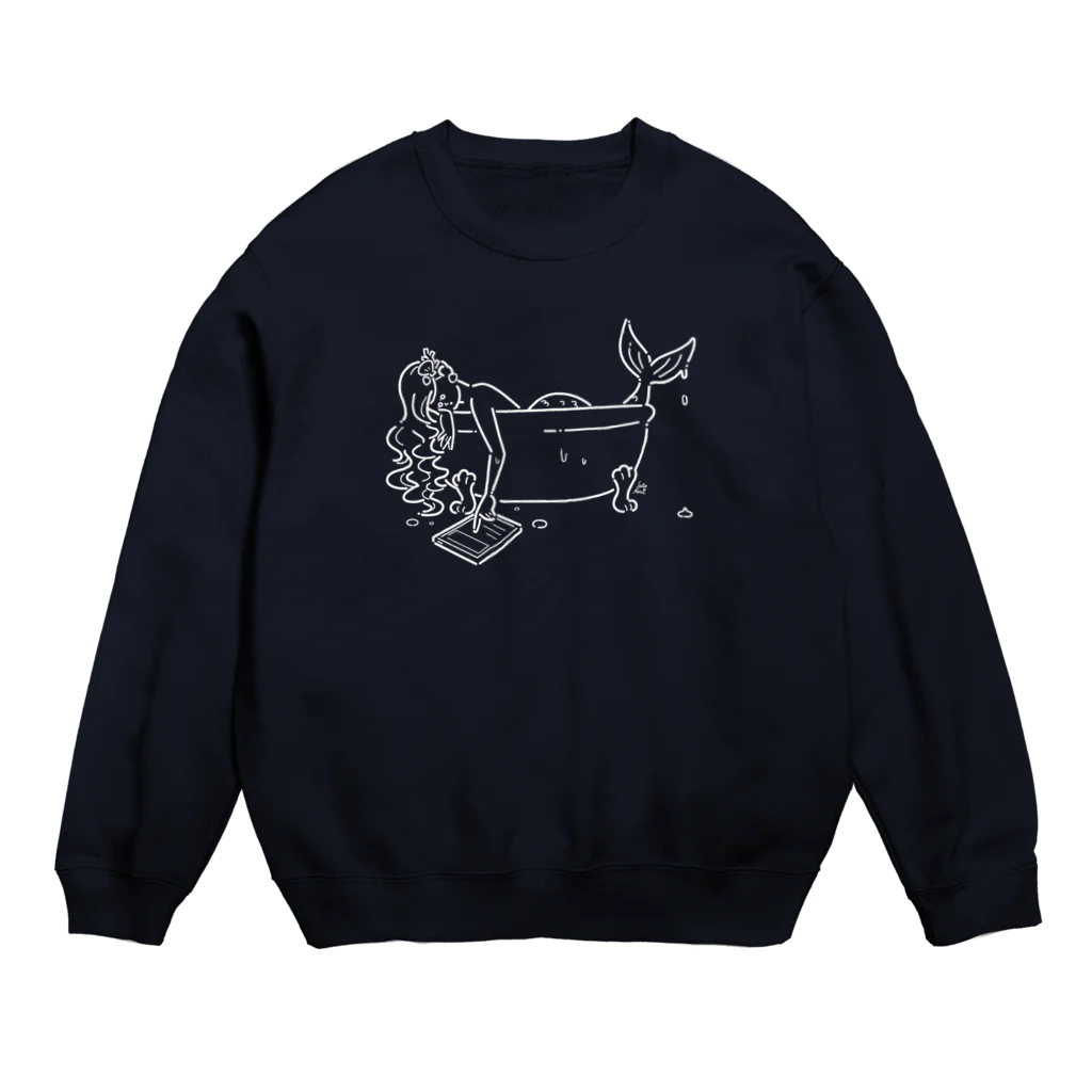 サトウノリコ*の浴室でタブレットを使う人魚【しろ】 Crew Neck Sweatshirt