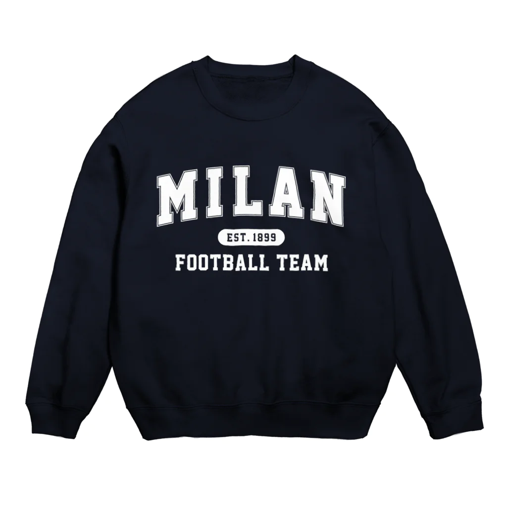 CALCIO1899のミラン_カレッジロゴ風_ホワイト Crew Neck Sweatshirt