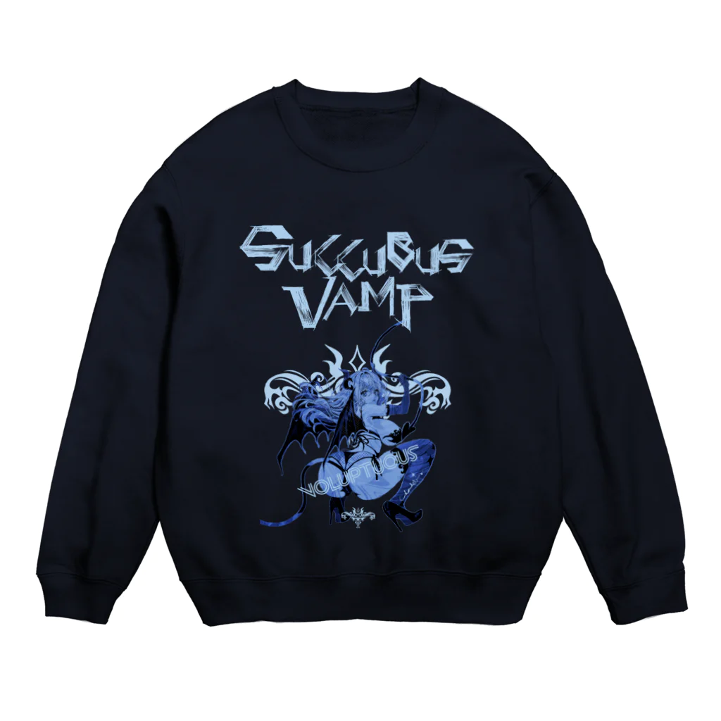 loveclonesのSUCCUBUS VAMP 0614 小悪魔 ヴォラプチュアス ブルー Crew Neck Sweatshirt