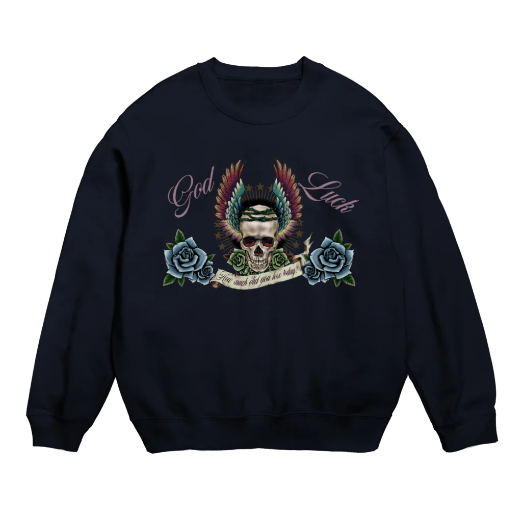 GOD LUCK💀to youの青薔薇スカル💀🌹 Crew Neck Sweatshirt