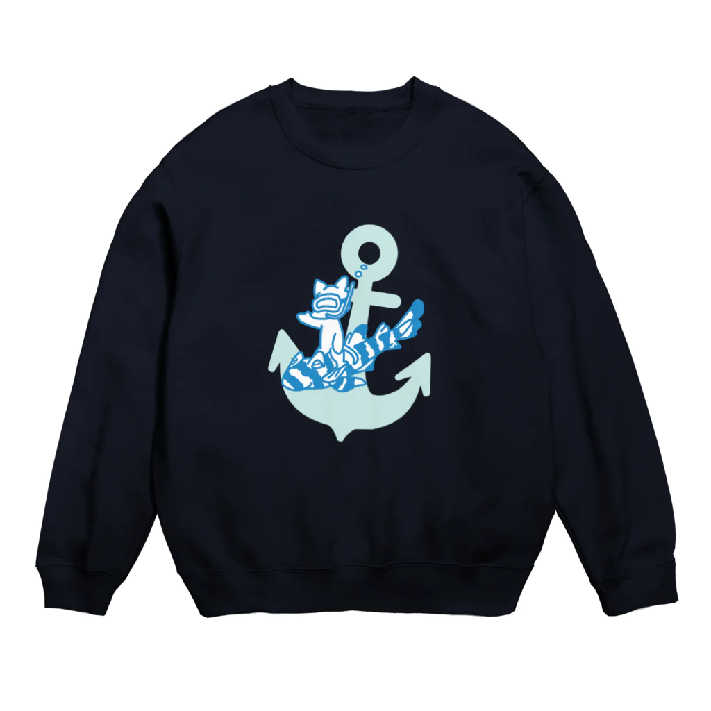 ari designのネコザメとネコの海遊び Crew Neck Sweatshirt