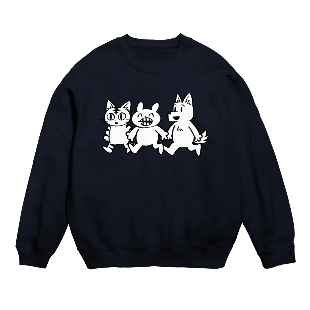 親戚一同ショップのマジオチくんとお友達(白) Crew Neck Sweatshirt