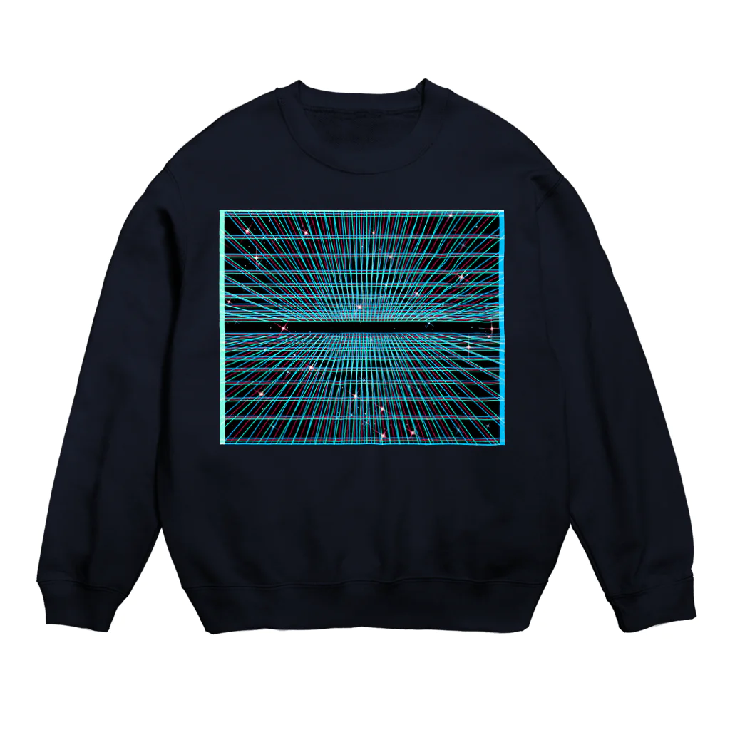 LalaHangeulの遠近グリッドのネオン宇宙 Crew Neck Sweatshirt