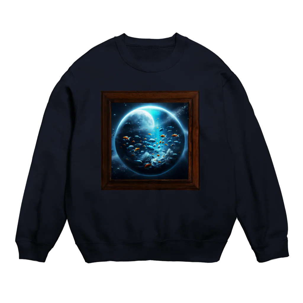 ひよこ豆★堂の月見る魚 Crew Neck Sweatshirt