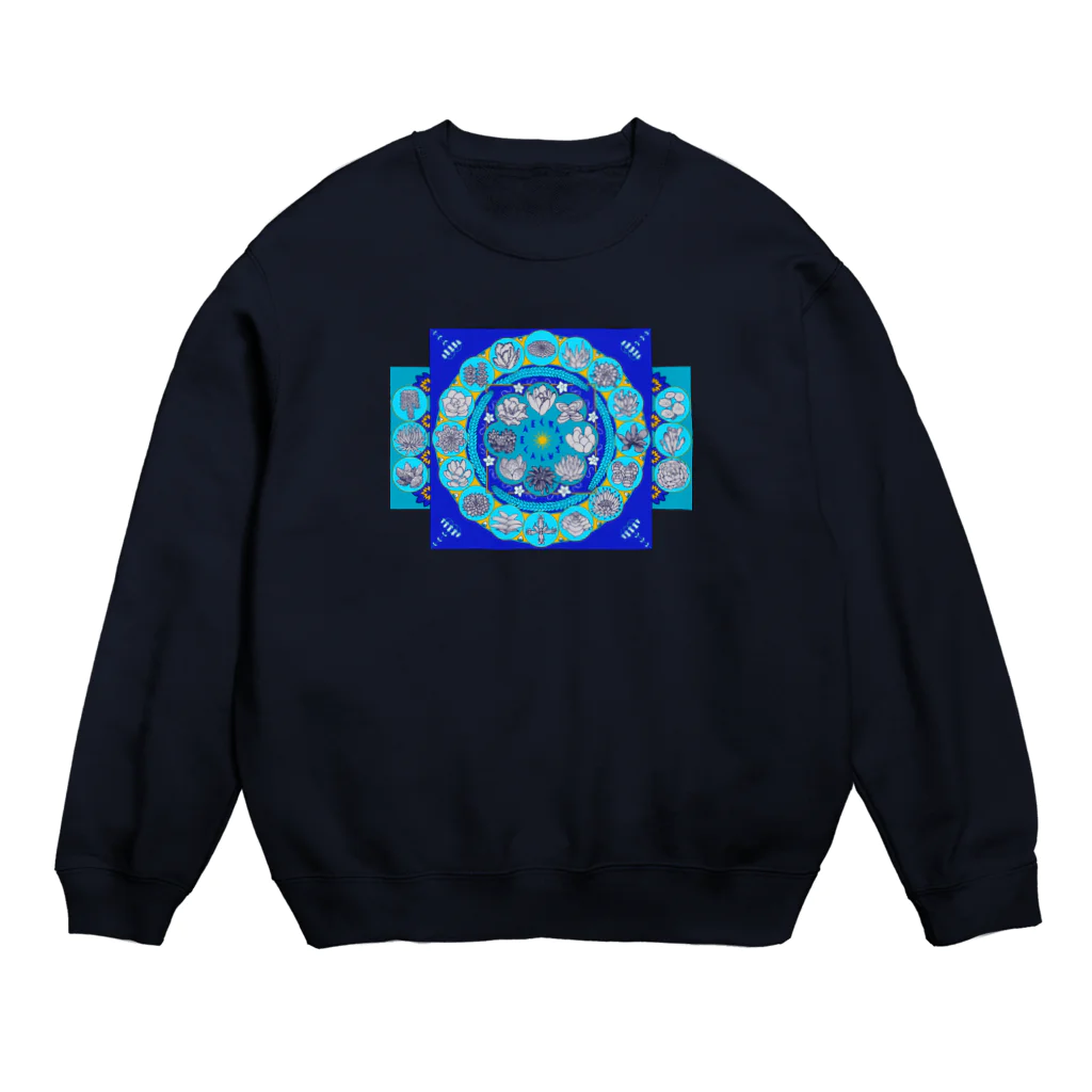 DOTEKKOのT-29 弁慶草曼荼羅　-青- Crew Neck Sweatshirt