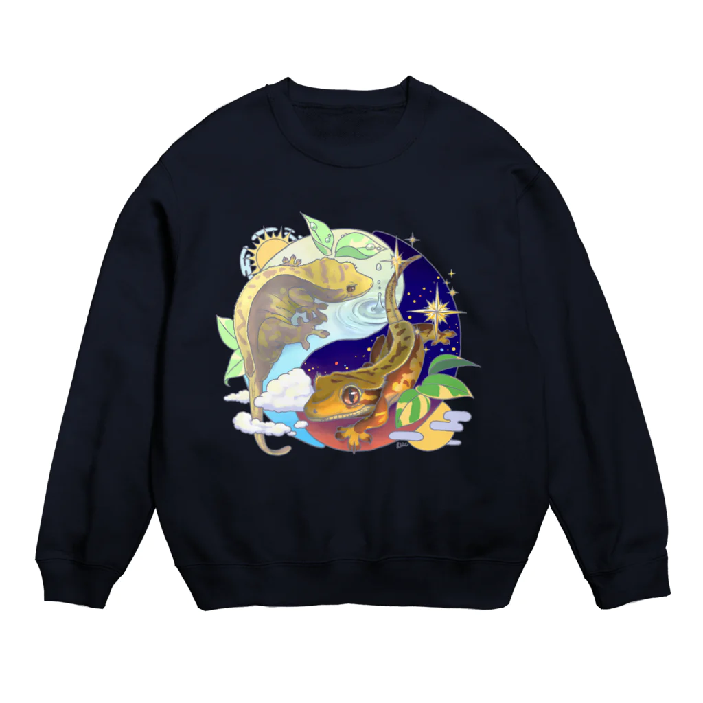 檸檬飴のクレステッドゲッコーの陰陽魚 Crew Neck Sweatshirt